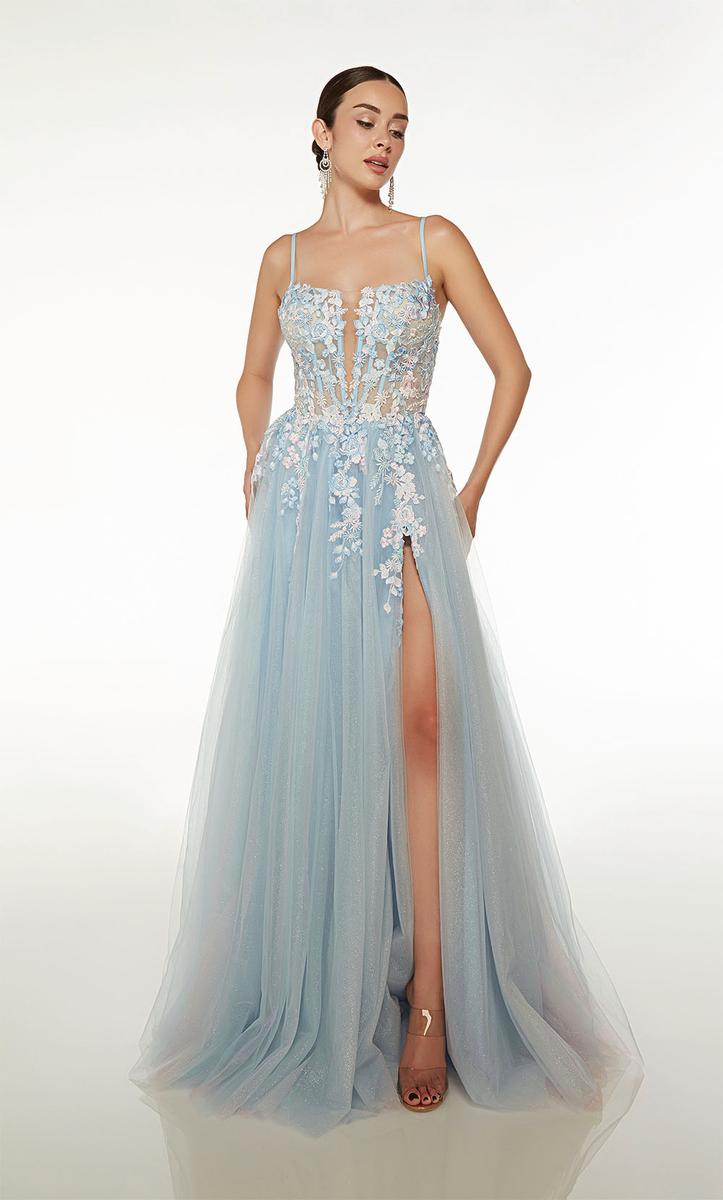 Alyce Paris Floral Lace A-Line Prom Dress 61673 Alyce Paris Floral Lace A-Line Prom Dress 61673