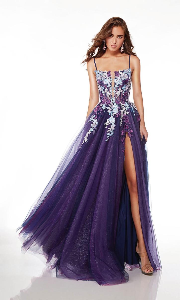 Alyce Paris Floral Lace A-Line Prom Dress 61673 Alyce Paris Floral Lace A-Line Prom Dress 61673