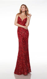 Ava Presley V-Neck Elegant Swirl Prom Dress 61677