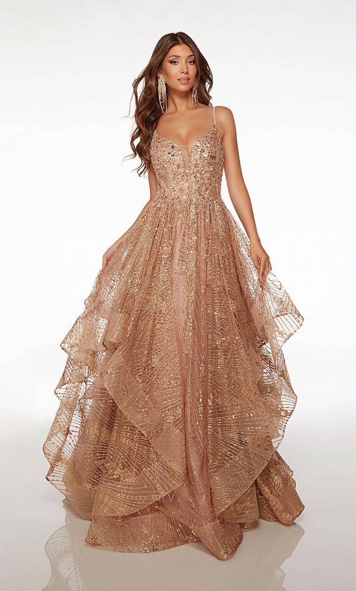 Alyce A-Line Tiered Sequin Prom Dress 61682 Alyce A-Line Tiered Sequin Prom Dress 61682