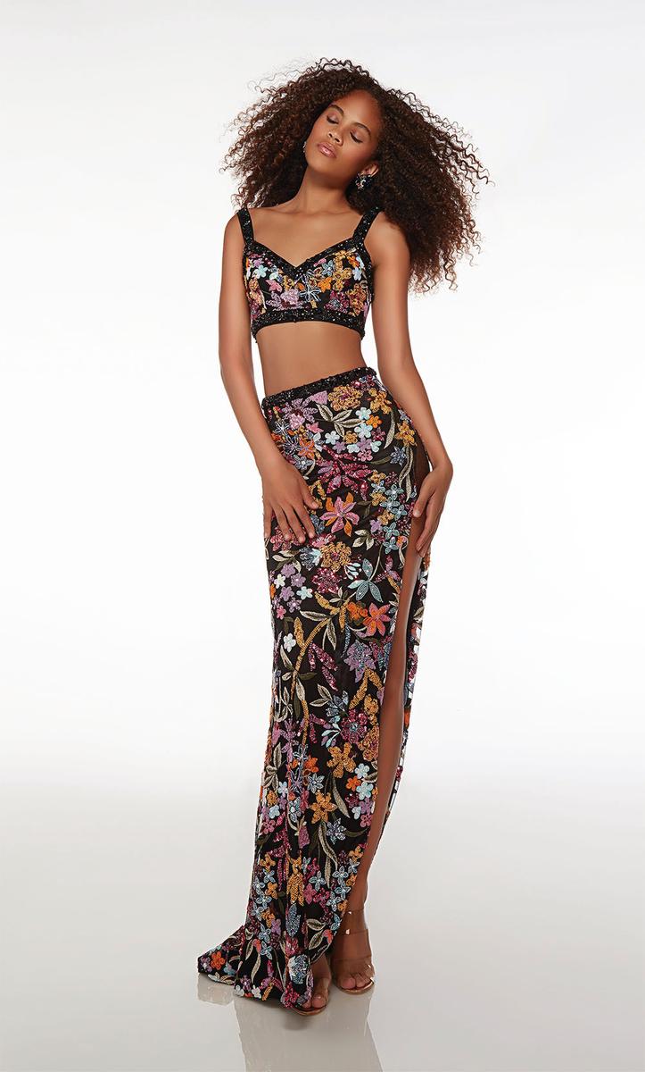 Alyce Two Piece Floral Sequin Prom Dress 61689 Alyce Two Piece Floral Sequin Prom Dress 61689
