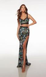 Alyce Two Piece Floral Sequin Prom Dress 61689