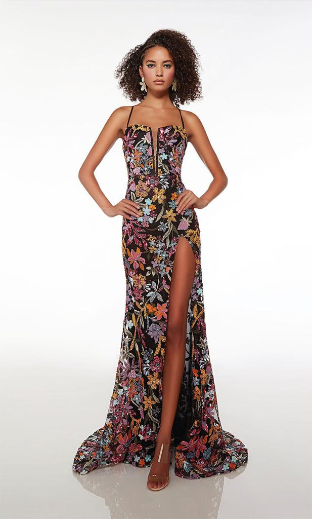 Alyce Paris Floral Sequin Prom Dress 61690