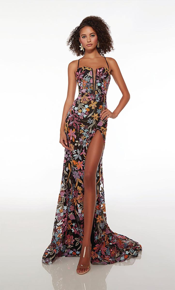 Alyce Paris Floral Sequin Prom Dress 61690
