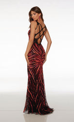 Alyce V-Neck Open Back Sequin Prom Dress 61694