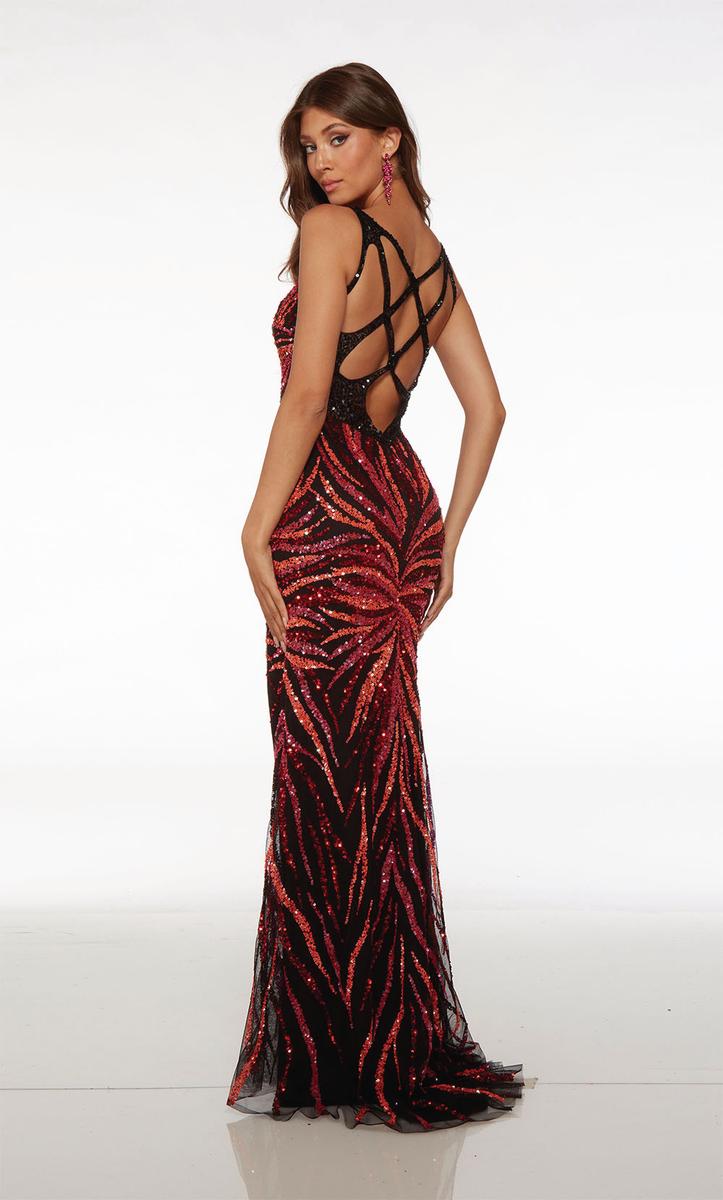 red and black sequin prom dress Two-Tone Red-Black Jewelled Sleeve Sequin Maxi Dress