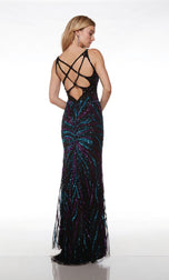 Alyce V-Neck Open Back Sequin Prom Dress 61694
