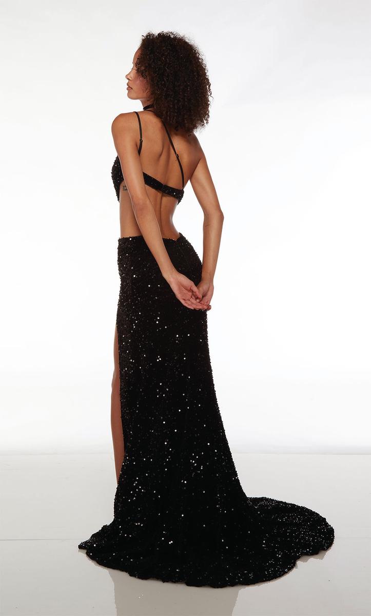 Alyce Paris One Shoulder Velvet Sequin Prom Dress 61707