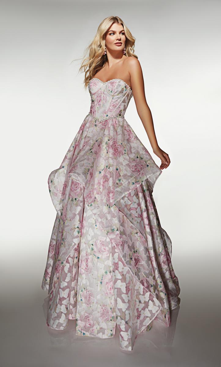 butterfly prom dress Alyce Butterfly Prom Dress 62071 Pink-White / 14