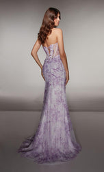 ALYCE Paris Draped Floral Print Prom Dress 62176