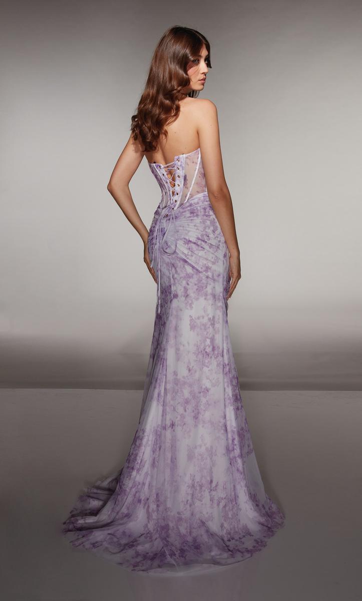 ALYCE Paris Draped Floral Print Prom Dress 62176