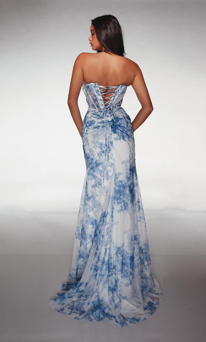 ALYCE Paris Draped Floral Print Prom Dress 62176