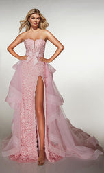 ALYCE Paris Lace with Ruffle Overskirt Prom Dress 62206