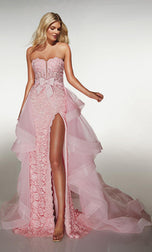ALYCE Paris Lace with Ruffle Overskirt Prom Dress 62206