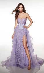ALYCE Paris Lace with Ruffle Overskirt Prom Dress 62206