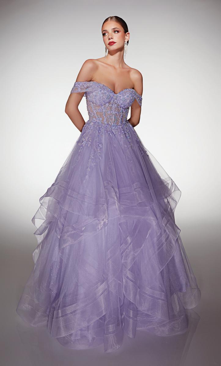 ALYCE Paris Off-the-Shoulder Lace Ballgown Prom Dress 62207