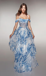 ALYCE Paris A-Line Floral Print Tulle Prom Dress 62212