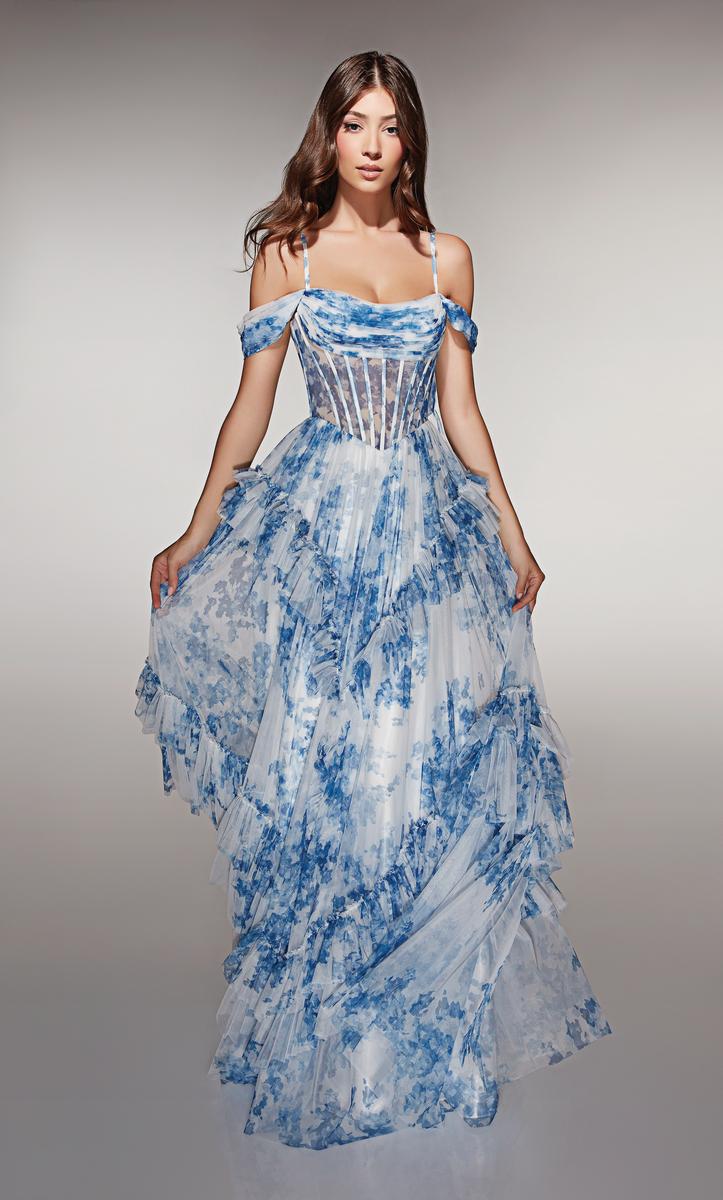 ALYCE Paris A-Line Floral Print Tulle Prom Dress 62212 ALYCE Paris A-Line Floral Print Tulle Prom Dress 62212