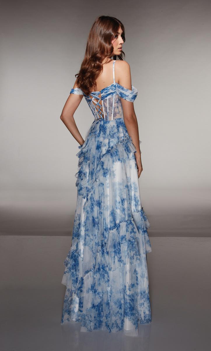 ALYCE Paris A-Line Floral Print Tulle Prom Dress 62212