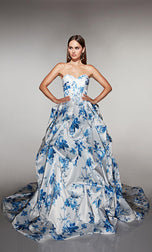 ALYCE Prom Draped Floral Print Ballgown 62213