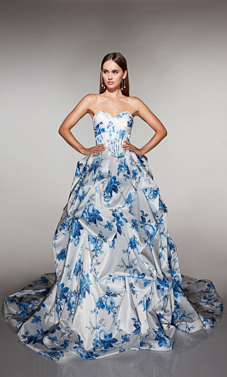 ALYCE Prom Draped Floral Print Ballgown 62213