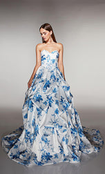 ALYCE Prom Draped Floral Print Ballgown 62213