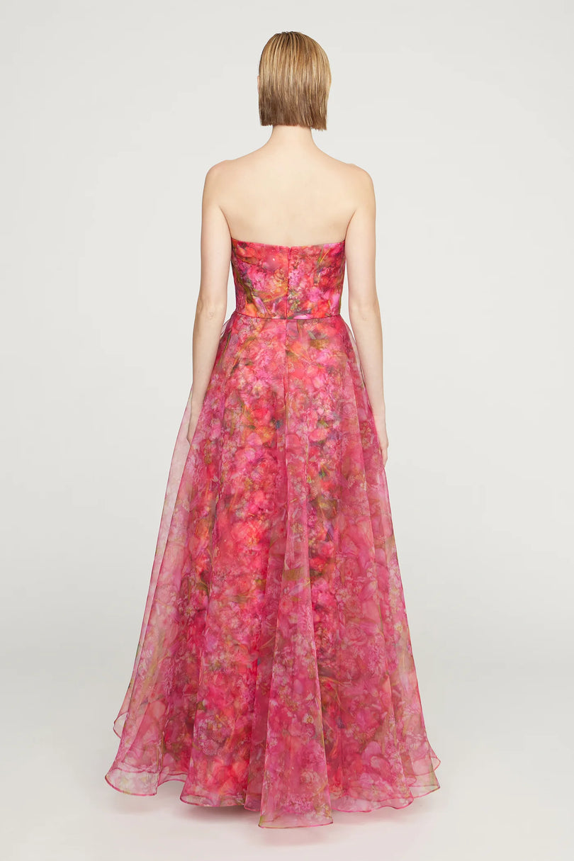 Theia Couture Floral Strapless Long Dress 88113969