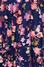 Xscape Evenings "Daniela" 3D Floral Embellished Off the Shoulder Midi Dress 6815X