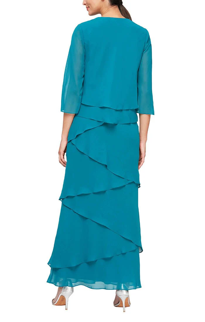 Alex Evenings Chiffon Tiered Tank Jacket Dress 8492001 Alex Evenings Chiffon Tiered Tank Jacket Dress 8492001