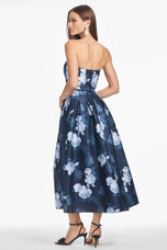 Sachin & Babi "Shay" Tea Length Floral Gown