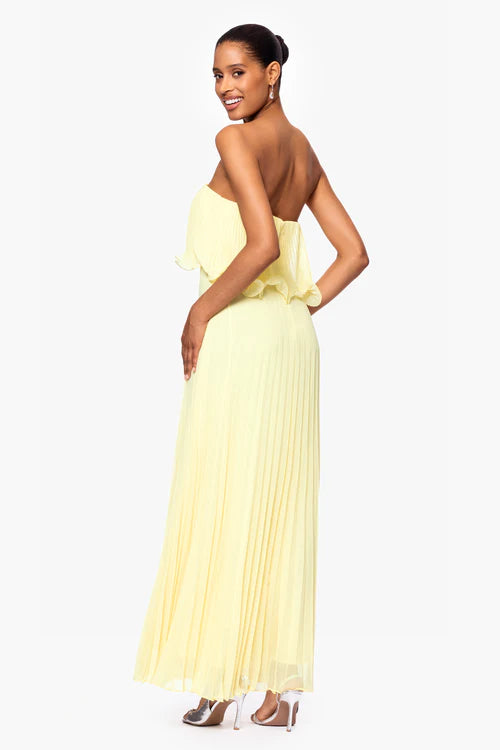 Betsy & Adam "Zoe" Strapless Chiffon Pleated Dress A27098 Betsy & Adam "Zoe" Strapless Chiffon Pleated Dress A27098