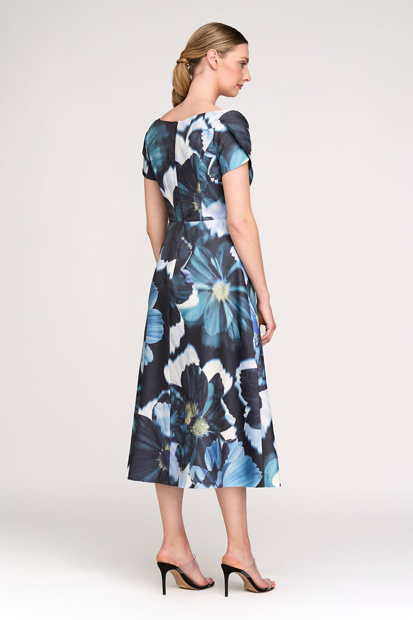 kay unger midi dress Flint/Lt. Teal / 8
