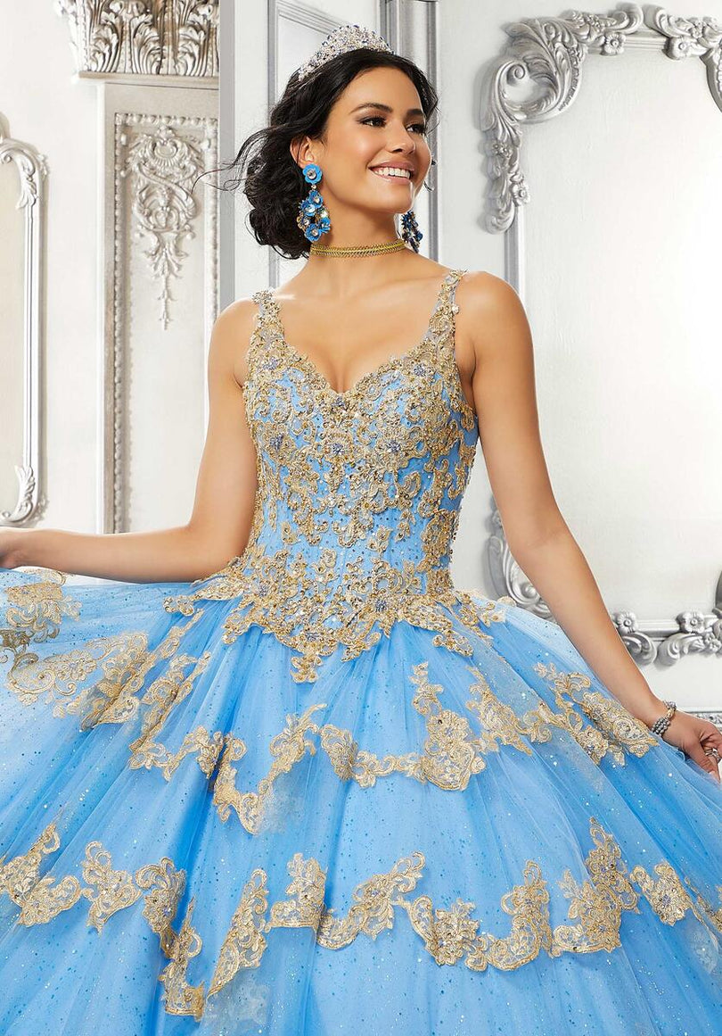 Vizcaya by Morilee Contrasting Lace Quince Dress 89324