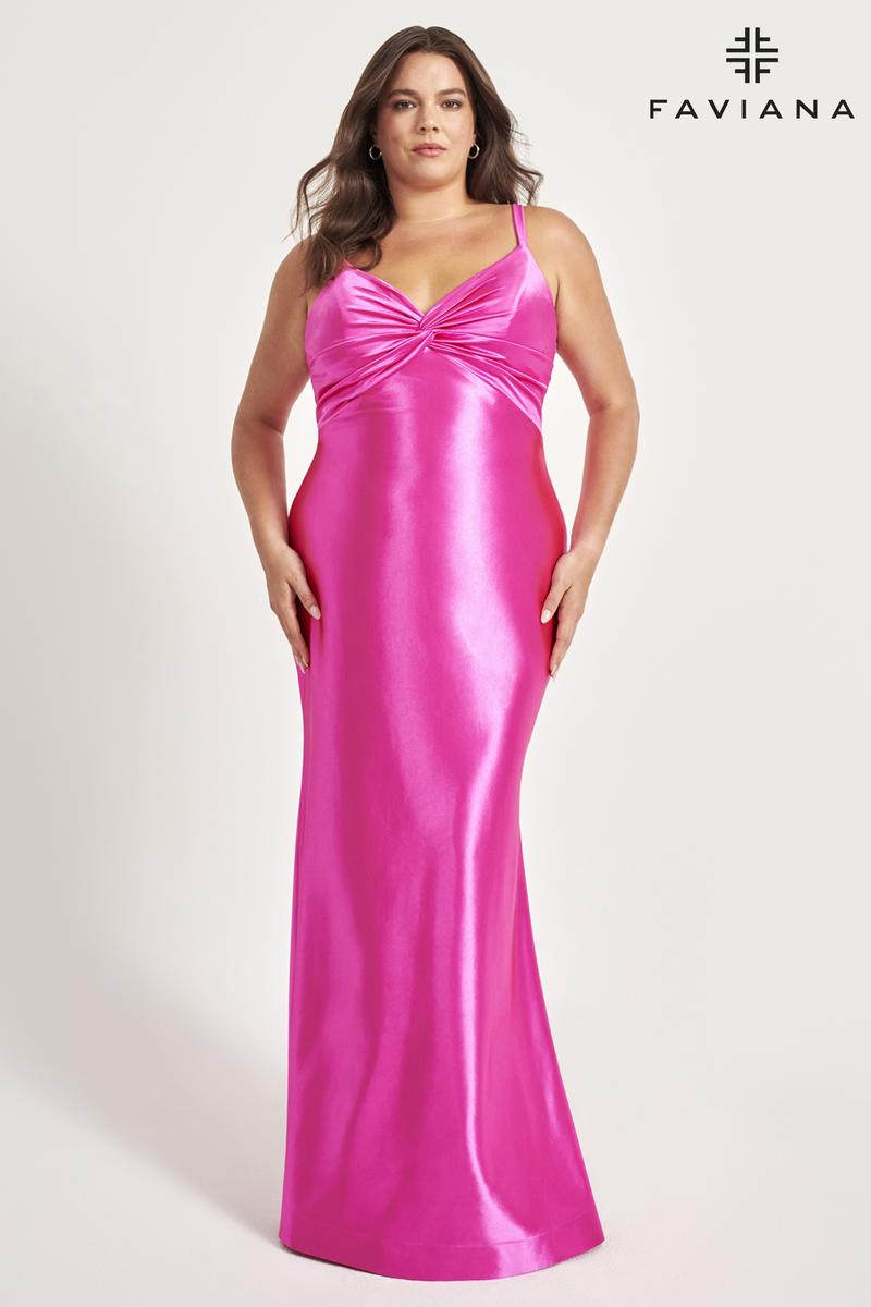 Faviana V-Neck Long Plus Size Prom Dress 9549