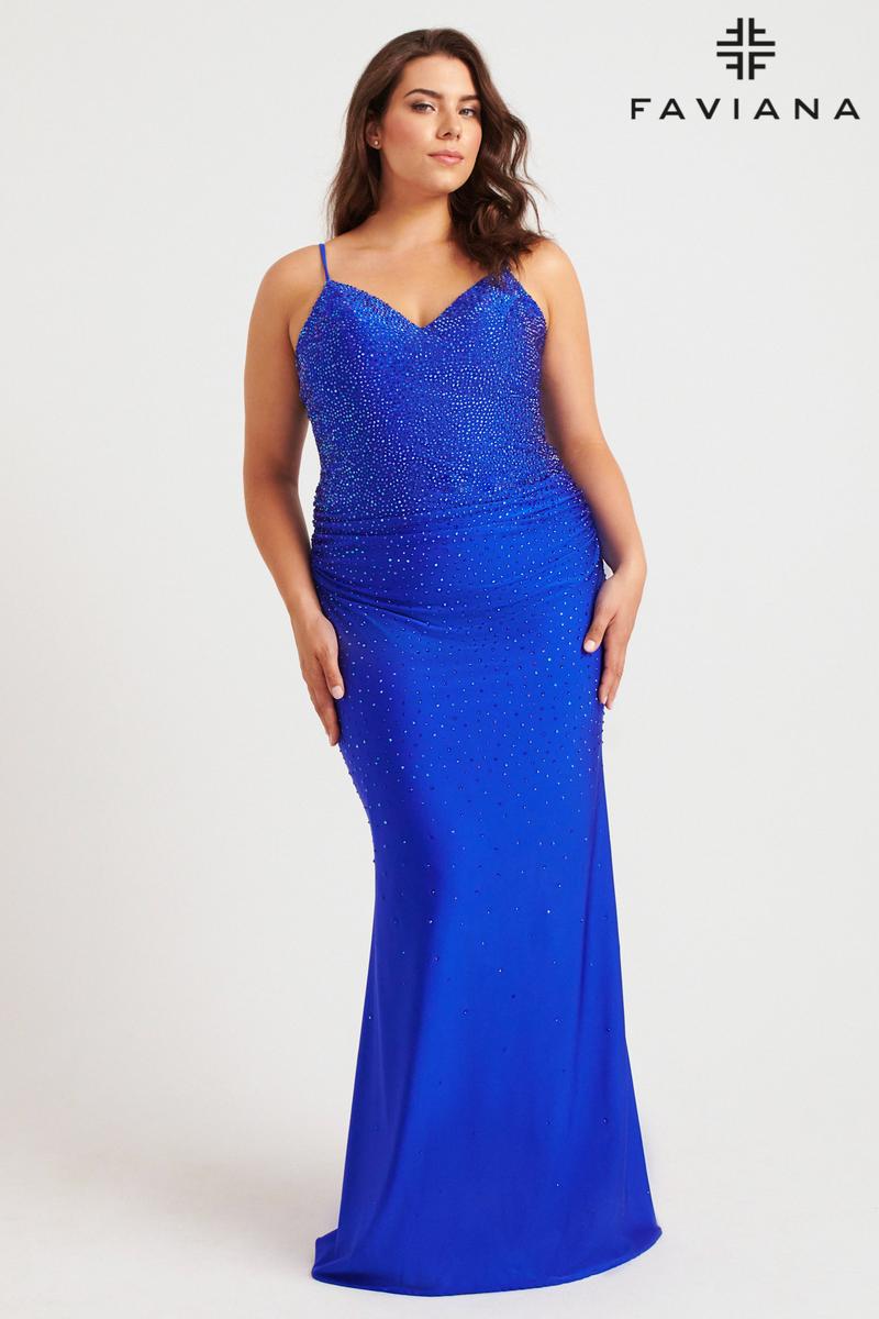 Faviana V-Neck Fitted Plus Size Prom Dress 9555 Faviana V-Neck Fitted Plus Size Prom Dress 9555