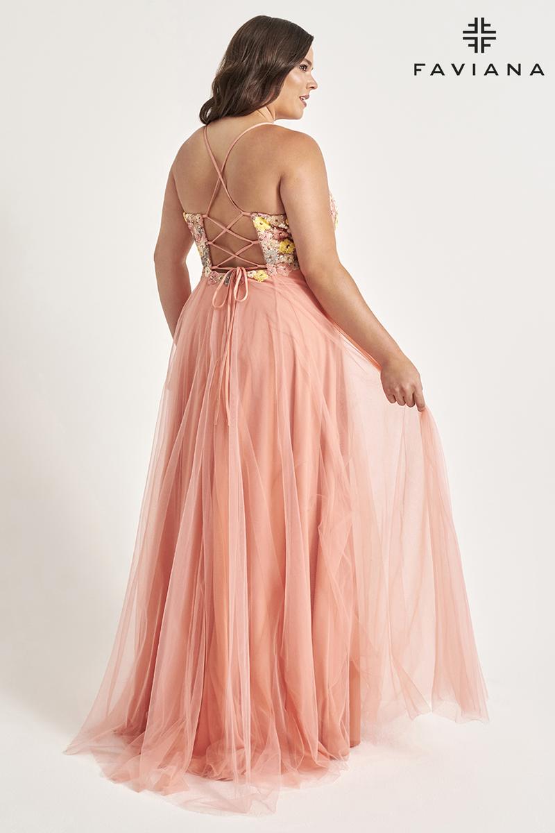 Faviana Floral A-Line Plus Size Prom Dress 9557 Faviana Floral A-Line Plus Size Prom Dress 9557