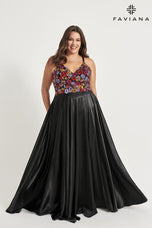 Faviana Floral A-Line Prom Dress 9558