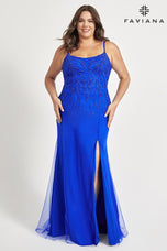 Faviana Scoop Neck Plus Size Prom Dress 9559