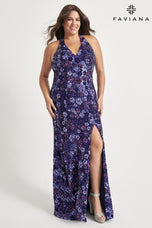 Faviana Long Floral Plus Size Prom Dress 9560