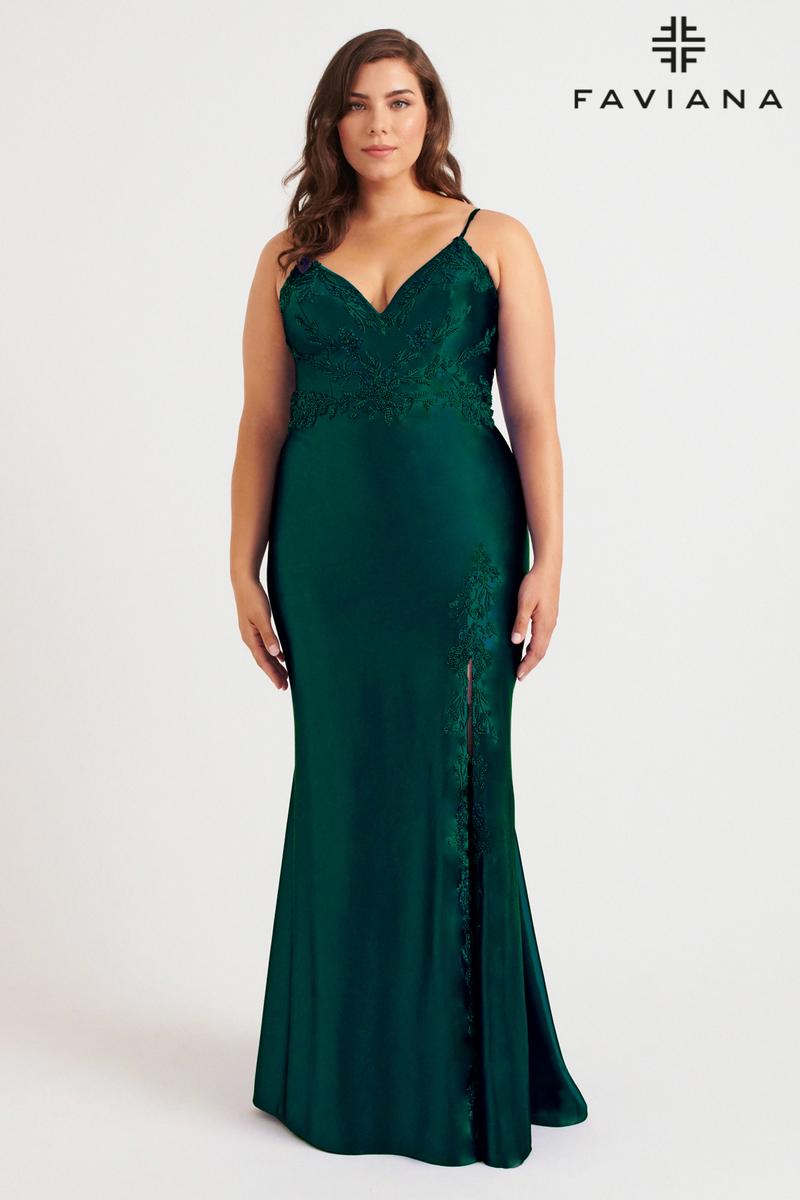 Faviana Plus Sizes Dress 9562 Dark Hunter Green / 16W Faviana Plus Sizes Dress 9562 Dark Hunter Green / 16W