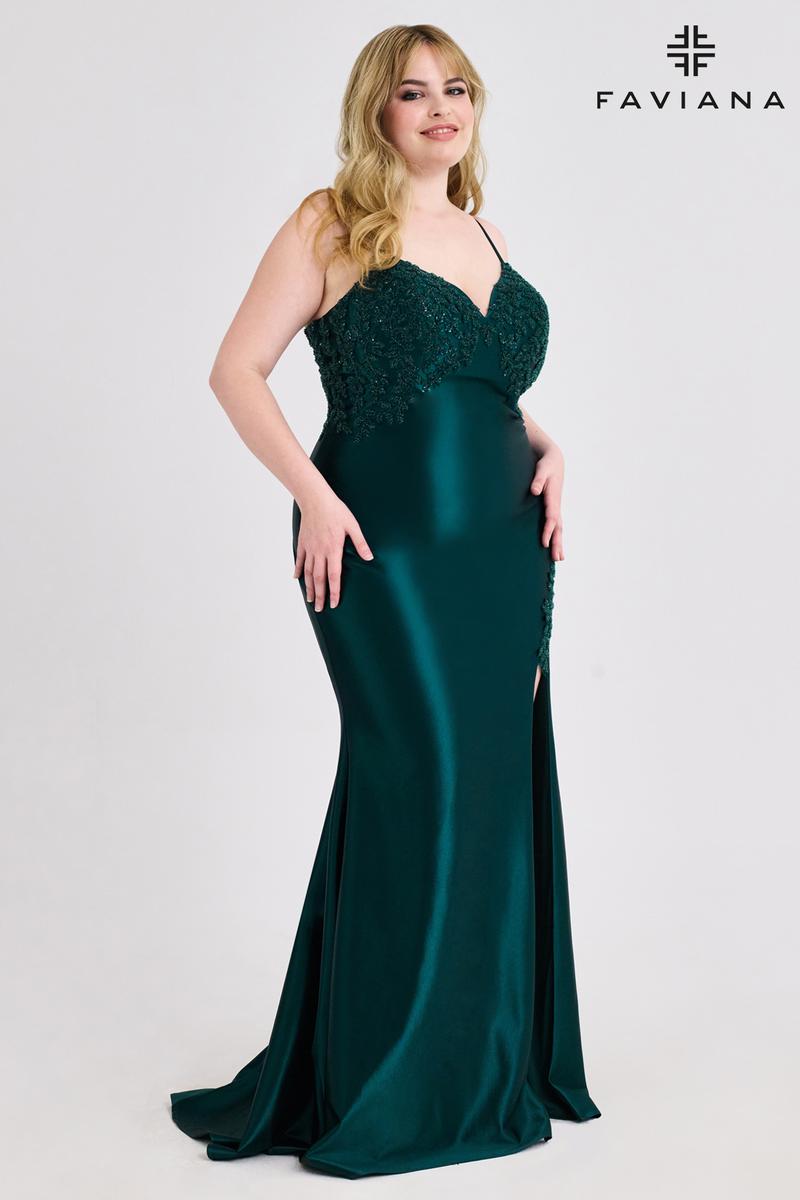 Faviana Satin Lace Plus Size Prom Dress 9597