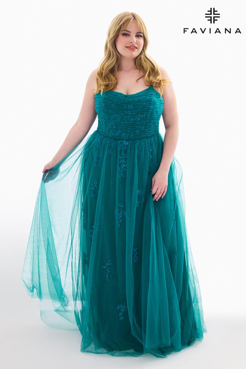 Faviana A-Line Plus Size Prom Dress 9598