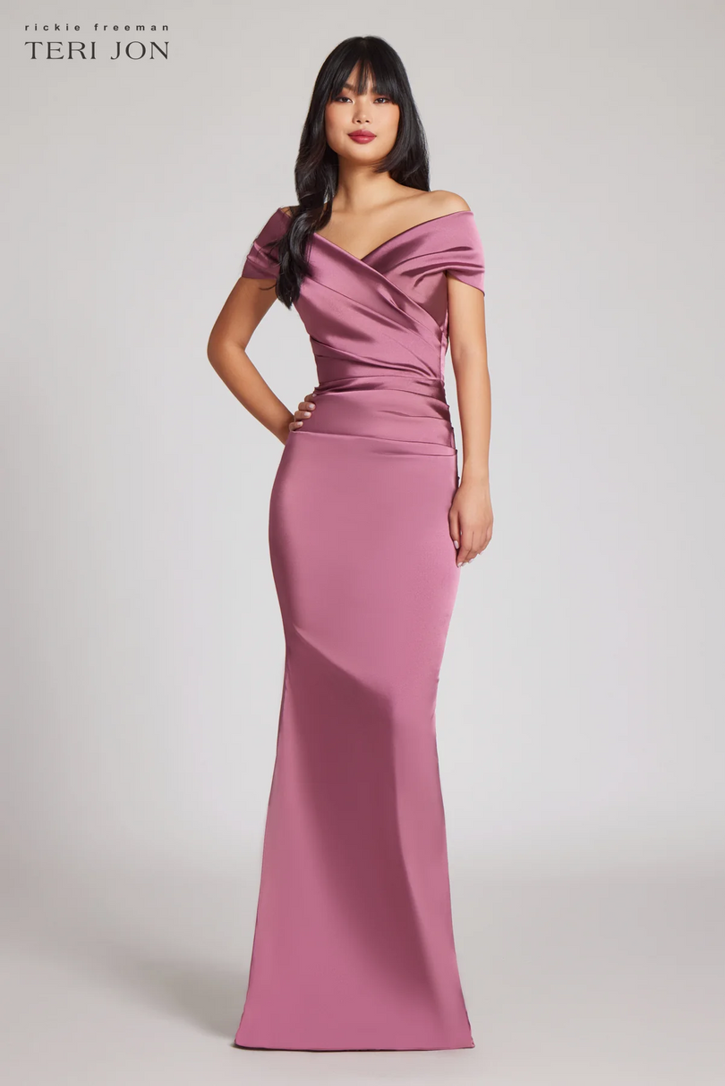 Teri Jon Stretch Satin Evening Gown 96022 Teri Jon Stretch Satin Evening Gown 96022