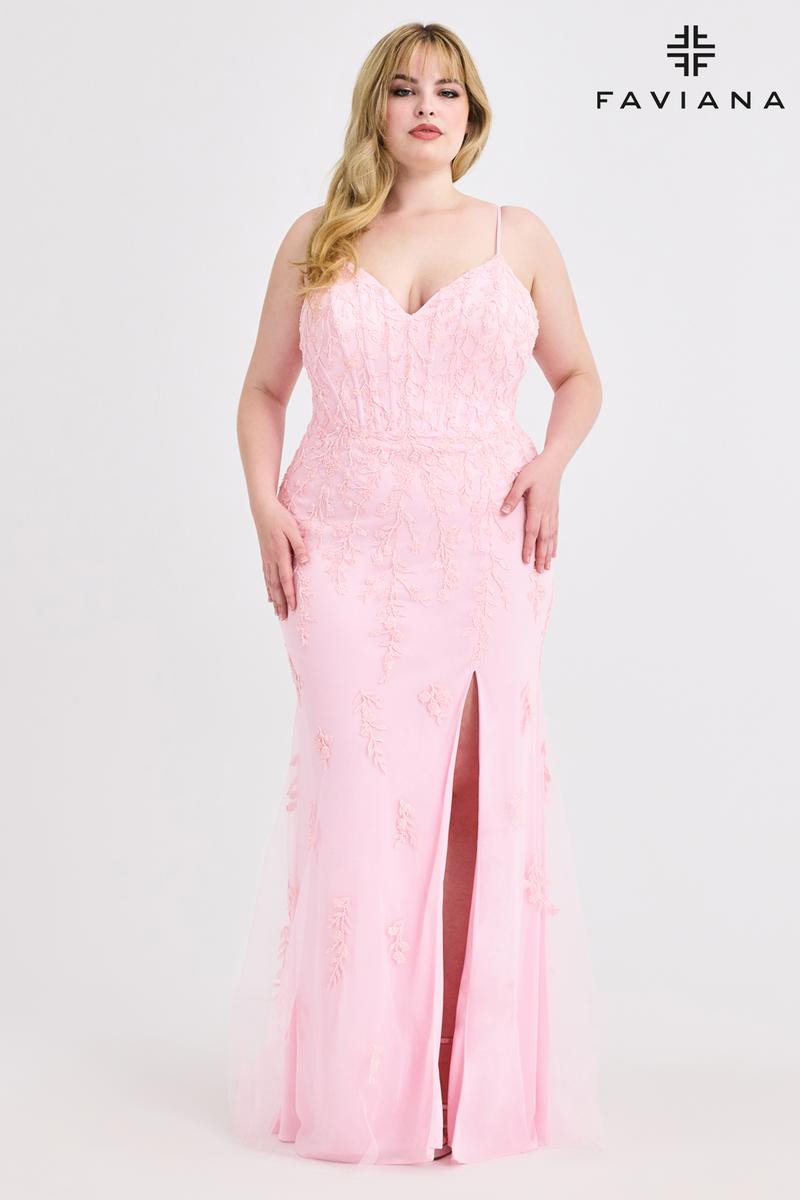 slim fit dress slacks Poly USA W1134 Plus Size Glitter Print Sleeveless A-Line Gown