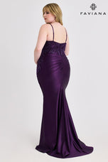Faviana Ruched Satin Plus Size Prom Dress 9608