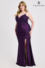 Faviana Ruched Satin Plus Size Prom Dress 9608