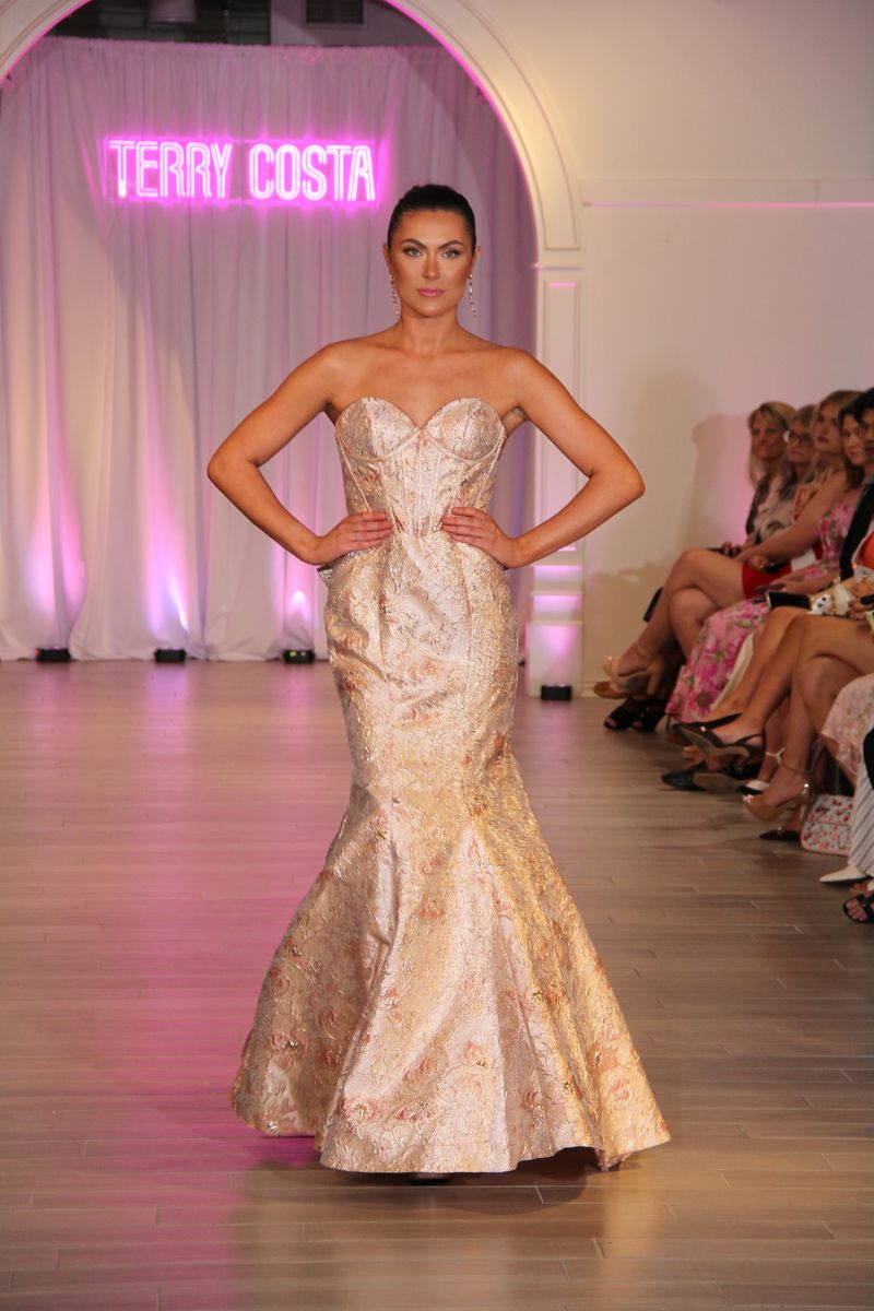 Terry Costa Exclusive Strapless Brocade Dress 20275