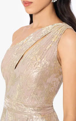 Betsy and Adam Metallic One Shoulder Dress A25588