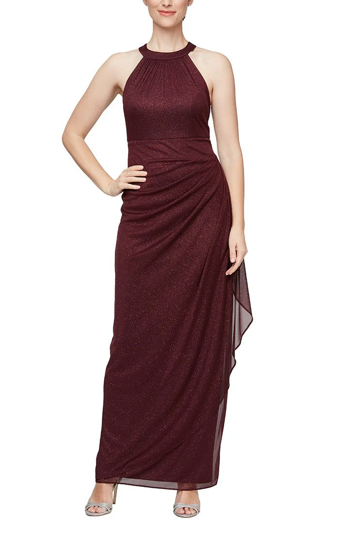 Alex Evenings Glitter Mesh Halter Neck Evening Dress 8133106 Alex Evenings Glitter Mesh Halter Neck Evening Dress 8133106