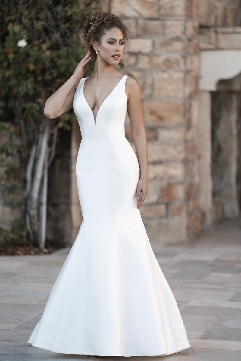 Allure Bridals Fitted Bow Back Mikado Bridal Gown A1258 Allure Bridals Fitted Bow Back Mikado Bridal Gown A1258